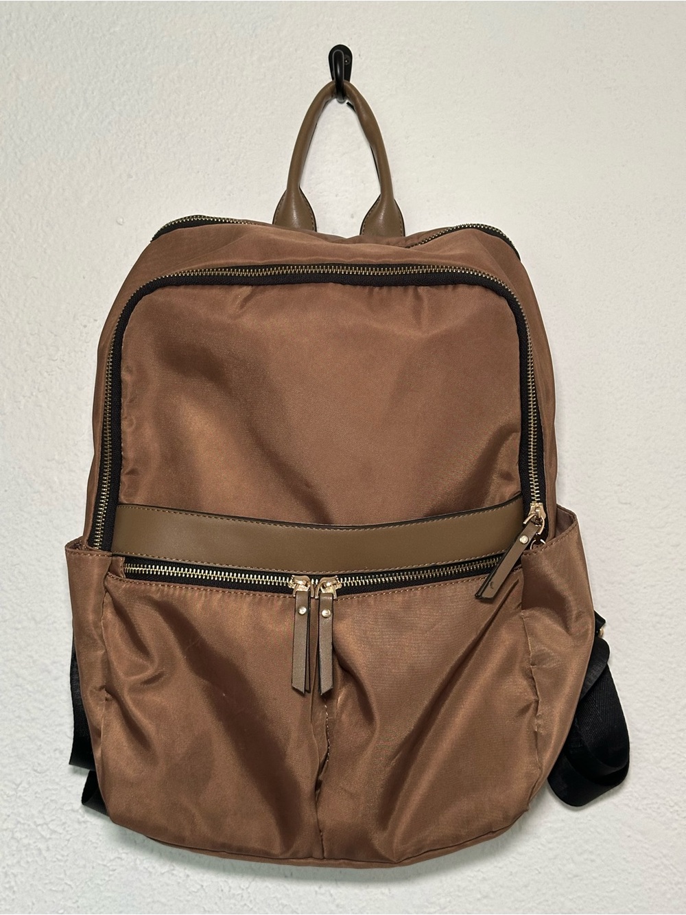 Brown Nylon Backpack - Casual Everyday Bag